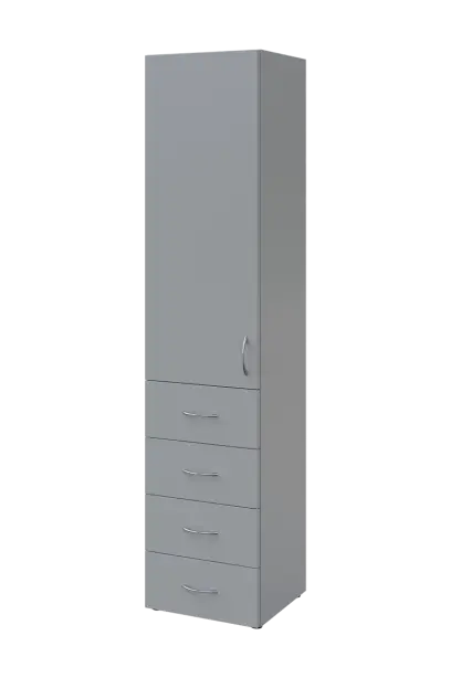 NN 5 - 44ZD skříň vysoká, 4-zásuvková/1-dveřová, levá, 1800x400x400, šedá